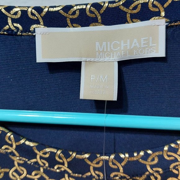 MICHAEL KORS Women's Metallic Chain-Print Knot Mini Dress SIZE MEDIUM - Picture 6 of 13